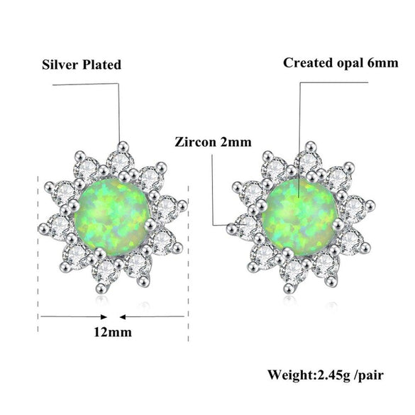 CiNily Sunflowers Opal Stud Earrings Silver Plated Fashion Jewelry Earring for Girl Jewelry Summer Daisy Opal Earring Gift