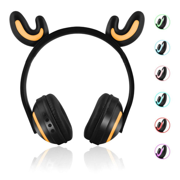 JINSERTA Wireless Bluetooth Cat Ear Headphones Seven kinds LED light Flashing Glowing Cosplay Fancy Cat Earphone gifts