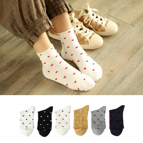 Adult Size Soft Red Hearts Short Socks Loyal Royal Lady Silken Pure True Love Rib Patterning Mecerized Cotton Spring 2020 New