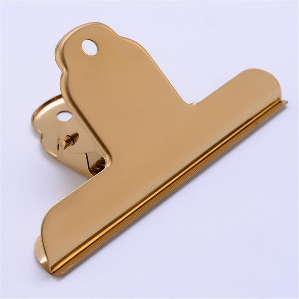 1PC Nordic Stainless Steel Large Sealing Clip Luxury Gold Rose Gold Metal Clips Paper Documents Binder Clip Tickets Photo Clamps