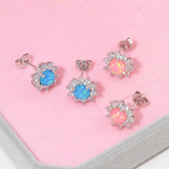 CiNily Sunflowers Opal Stud Earrings Silver Plated Fashion Jewelry Earring for Girl Jewelry Summer Daisy Opal Earring Gift