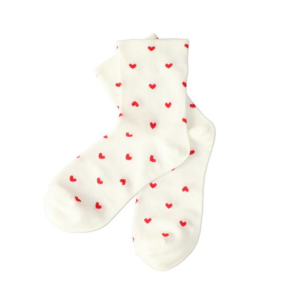 ASDEWDWED Adult Size Soft Red Hearts Short Socks Loyal Royal Lady Silken Pure True Love Rib Patterning Mecerized Cotton Spring 2020 New