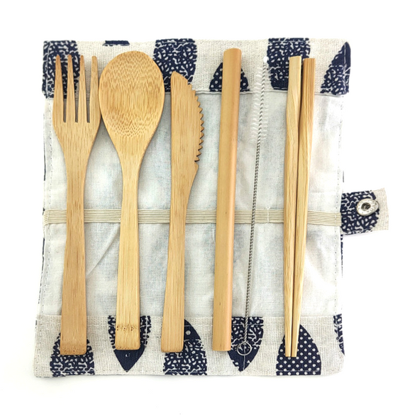 Bamboo Cutlery Set Travel Cutlery Set Eco Friendly Flatware Set Knife, Fork, Spoon and Straw Wooden Cutlery Set Camping Cutlery