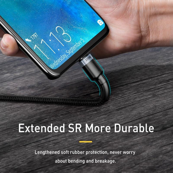Baseus USB C to USB Type C Cable for Xiaomi Redmi Note 8 Pro Quick Charge 4.0 PD 100W Fast Charging for MacBook Pro Charge Cable