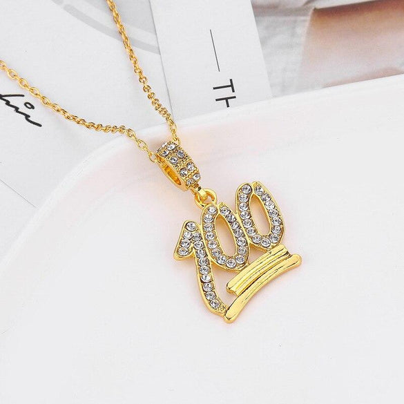 2018 Fashion Simple Hollow Necklace Gold Full White Rhinestone 100 Points Pendant Jewelry Student Bling Necklaces Jewelry Gift