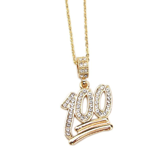 2018 Fashion Simple Hollow Necklace Gold Full White Rhinestone 100 Points Pendant Jewelry Student Bling Necklaces Jewelry Gift (N002)