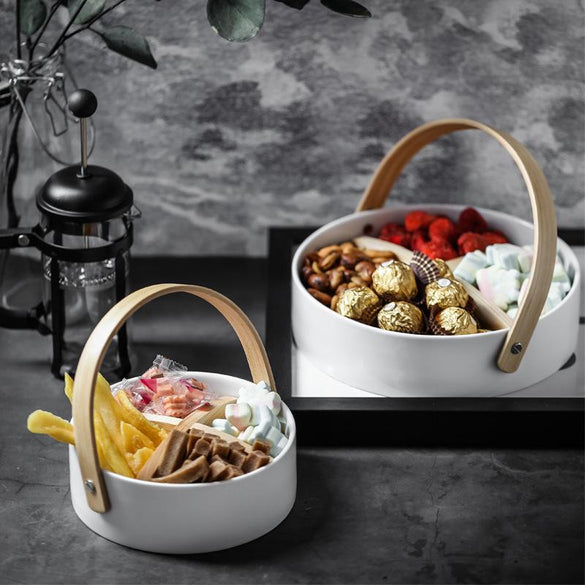 Simple Ceramic Four-grid Storage Tray With Hold Detachable Scandinavia Food Candy Jewelry Storage Plate Home Decor Organizer