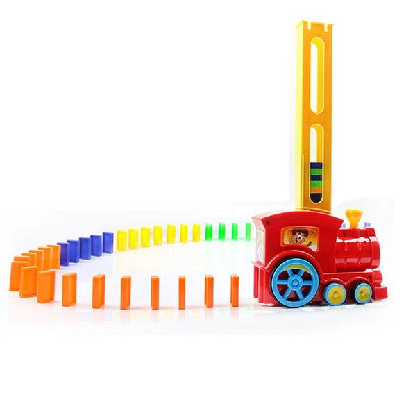 60pcs Electric Domino Car Train Vehicle Model Automatic Set Up Colorful Plastic Dominoes Toys Christmas Gift Game for Boy Kid