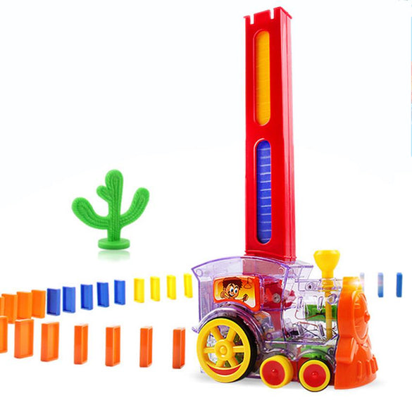 60pcs Electric Domino Car Train Vehicle Model Automatic Set Up Colorful Plastic Dominoes Toys Christmas Gift Game for Boy Kid