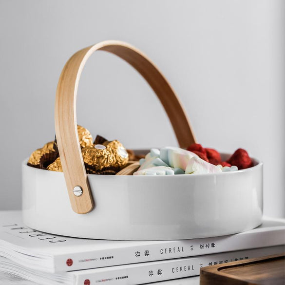 Simple Ceramic Four-grid Storage Tray With Hold Detachable Scandinavia Food Candy Jewelry Storage Plate Home Decor Organizer