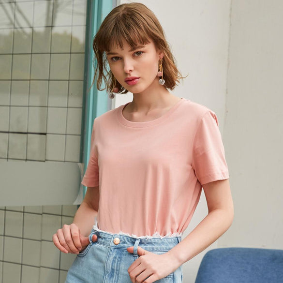 Metersbonwe New Cotton Harajuku Aesthetics Tshirt  Solid Color Short Sleeve Tops & Tees Fashion Casual Couple T Shirt