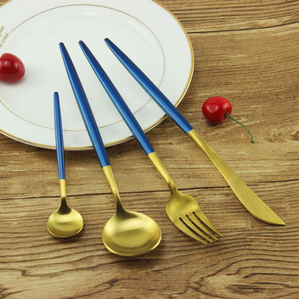 7 Colors Stainless Steel Cutlery Set Noble Fork Knife Dessert Dinnerware Tableware Gold Silver Black Coffee