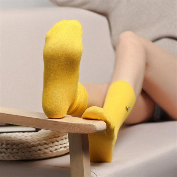 Cute Cartoon Fruit Print Avocado Banana Cherry Peach Girls Kawaii Socks meias Korean Harajuku Embroidery Pile Heap Funny Socks