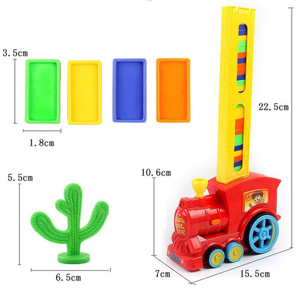 60pcs Electric Domino Car Train Vehicle Model Automatic Set Up Colorful Plastic Dominoes Toys Christmas Gift Game for Boy Kid