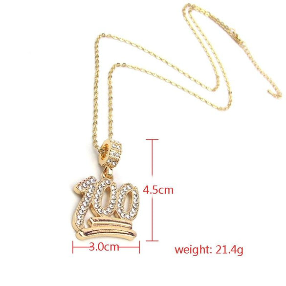 2018 Fashion Simple Hollow Necklace Gold Full White Rhinestone 100 Points Pendant Jewelry Student Bling Necklaces Jewelry Gift