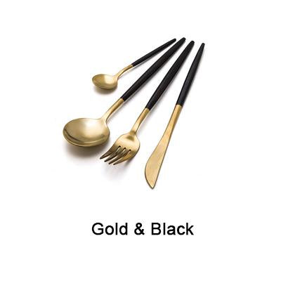 Black and Gold Cutlery Set