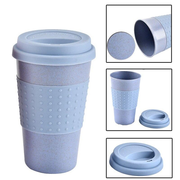 1PC  Water Bottle For Outdoor Camping Hiking Picnic Portable Wheat Straw Plastic Coffee Cups Travel Coffee Mug With Lid
