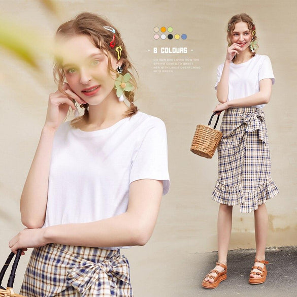 Metersbonwe New Cotton Harajuku Aesthetics Tshirt  Solid Color Short Sleeve Tops & Tees Fashion Casual Couple T Shirt