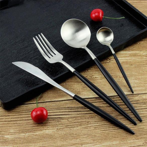 7 Colors Stainless Steel Cutlery Set Noble Fork Knife Dessert Dinnerware Tableware Gold Silver Black Coffee