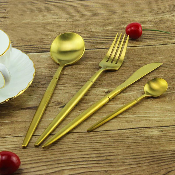 7 Colors Stainless Steel Cutlery Set Noble Fork Knife Dessert Dinnerware Tableware Gold Silver Black Coffee