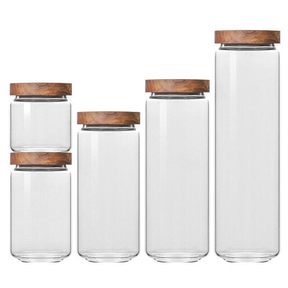 350/650/950ml/1250ml/1550ml Bamboo Lid Glass Airtight Canister Storage Bottles Jars Grains Tea Leaf Coffee Beans Candy Food Jar