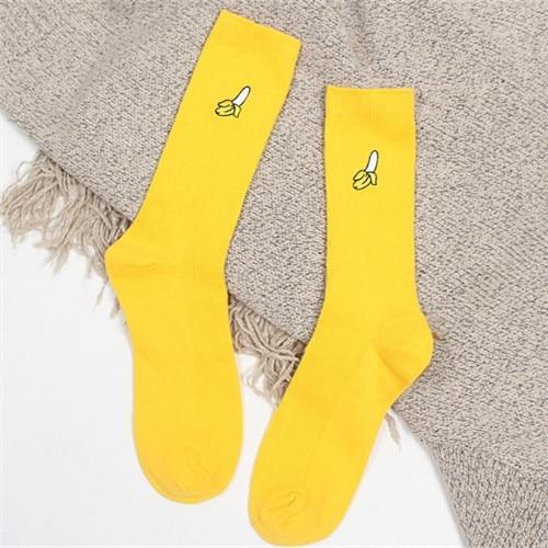 Cute Cartoon Fruit Print Avocado Banana Cherry Peach Girls Kawaii Socks meias Korean Harajuku Embroidery Pile Heap Funny Socks