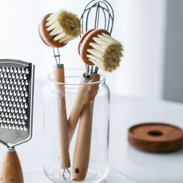 Natural Beech PP Cleaning Brush Wooden Long Handle Washing Brushes Multifunctional Kitchen Cleaning Tool For Dish Cup Bottle Pot