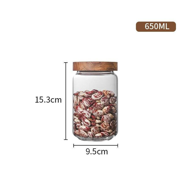 350/650/950ml/1250ml/1550ml Bamboo Lid Glass Airtight Canister Storage Bottles Jars Grains Tea Leaf Coffee Beans Candy Food Jar