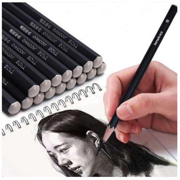 12Pcs/Set Drawing Pencil Set Wooden Professional Art Supplies Hard/Medium/Soft Sketch Charcoal Pencils Art Painting Stationery
