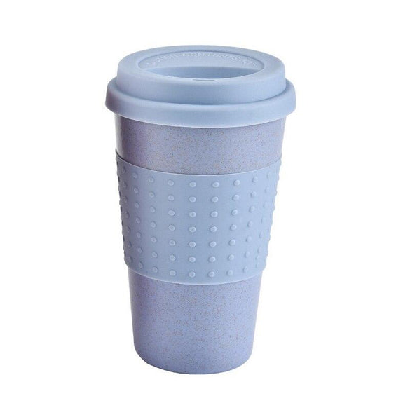 1PC  Water Bottle For Outdoor Camping Hiking Picnic Portable Wheat Straw Plastic Coffee Cups Travel Coffee Mug With Lid