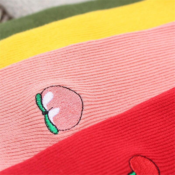 Cute Cartoon Fruit Print Avocado Banana Cherry Peach Girls Kawaii Socks meias Korean Harajuku Embroidery Pile Heap Funny Socks