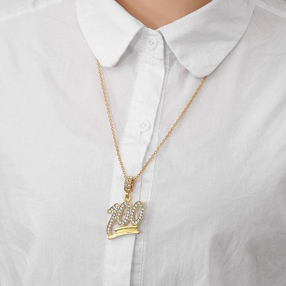 2018 Fashion Simple Hollow Necklace Gold Full White Rhinestone 100 Points Pendant Jewelry Student Bling Necklaces Jewelry Gift