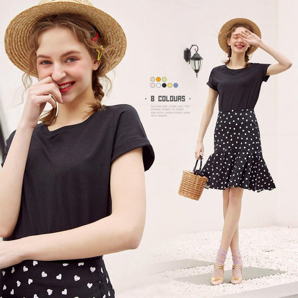 Metersbonwe New Cotton Harajuku Aesthetics Tshirt  Solid Color Short Sleeve Tops & Tees Fashion Casual Couple T Shirt