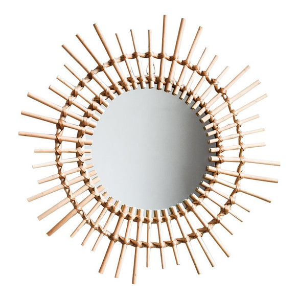 rattan makeup mirror creative art decorative round mirror people bathroom living room wall hanging mirror large