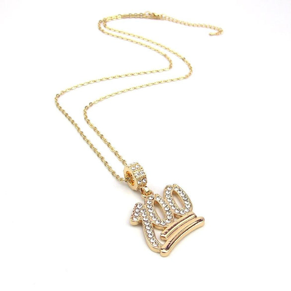 2018 Fashion Simple Hollow Necklace Gold Full White Rhinestone 100 Points Pendant Jewelry Student Bling Necklaces Jewelry Gift