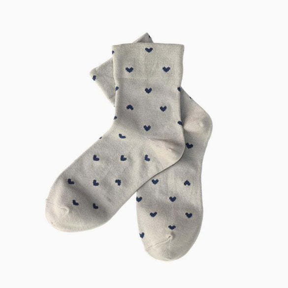 ASDEWDWED Adult Size Soft Red Hearts Short Socks Loyal Royal Lady Silken Pure True Love Rib Patterning Mecerized Cotton Spring 2020 New