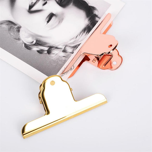 1PC Nordic Stainless Steel Large Sealing Clip Luxury Gold Rose Gold Metal Clips Paper Documents Binder Clip Tickets Photo Clamps