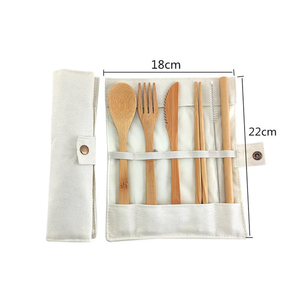Bamboo Cutlery Set Travel Cutlery Set Eco Friendly Flatware Set Knife, Fork, Spoon and Straw Wooden Cutlery Set Camping Cutlery