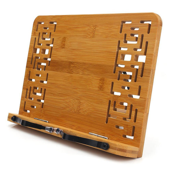 Adjustable Reading Rest Tablet Cook Home Study Room Book Holder Foldable Cookbook Stand Pages Fixed Kitchen Natural Bamboo