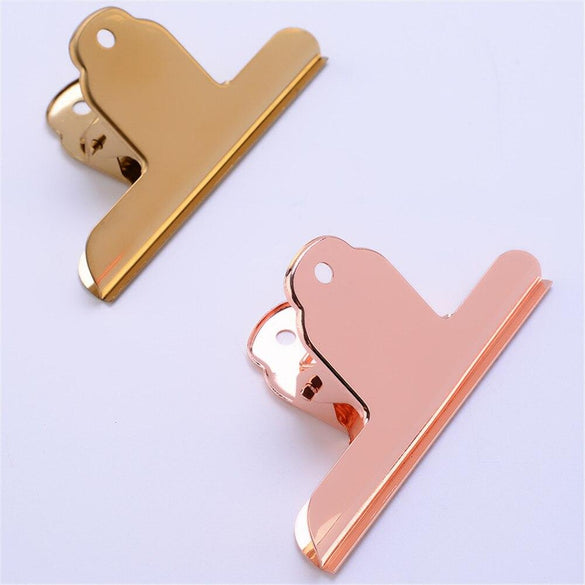 1PC Nordic Stainless Steel Large Sealing Clip Luxury Gold Rose Gold Metal Clips Paper Documents Binder Clip Tickets Photo Clamps