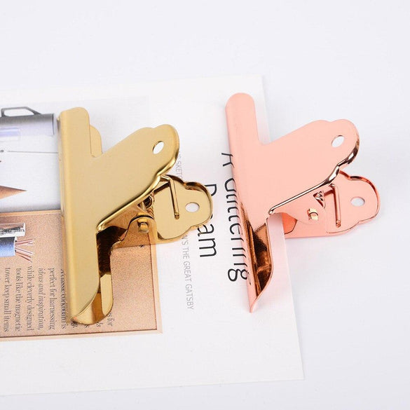 1PC Nordic Stainless Steel Large Sealing Clip Luxury Gold Rose Gold Metal Clips Paper Documents Binder Clip Tickets Photo Clamps